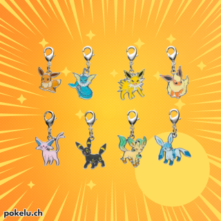 Pokémon Center Pokemon - Eevee, Vaporeon, Jolteon, Flareon, Espeon, Umbreon, Leafeon, Glaceon Keychains